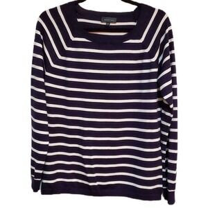 Spense Navy Blue & White Nautical Knit Top Women's XXL